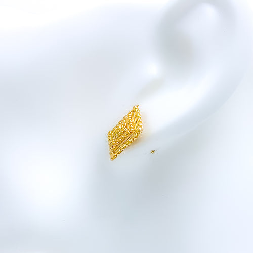 Diamond Shaped Top 22k Gold Earrings