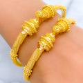 22k-gold-Ornate Reflective Beaded Pipe Bangles