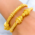 22k-gold-Ornate Reflective Beaded Pipe Bangles