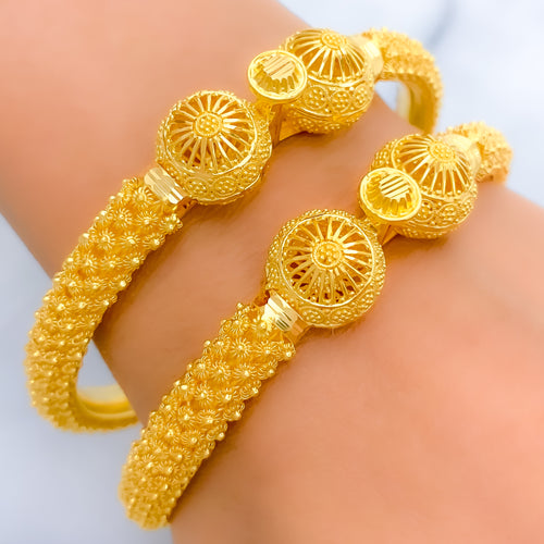 22k-gold-Impressive Floral Bridal Pipe Bangles