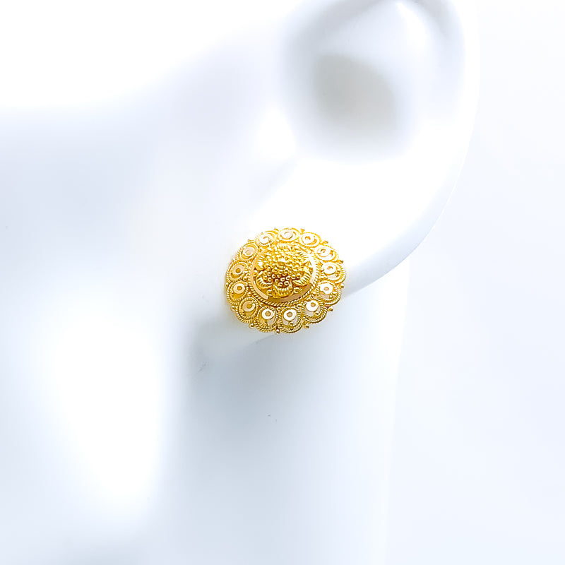 Floral Circles Top 22k Gold Earrings