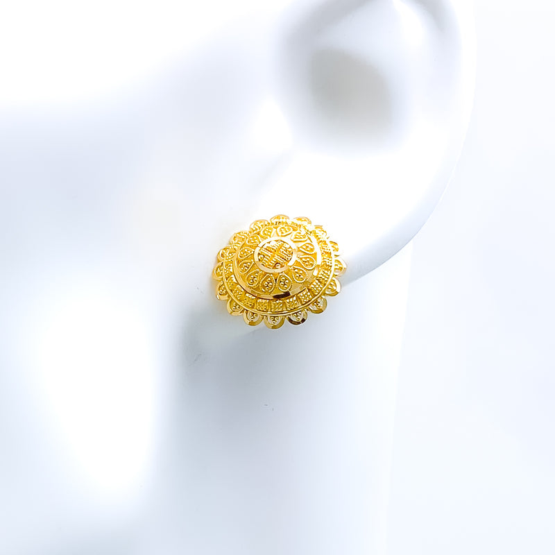 Leaf Adorned Top 22k Gold Earrings