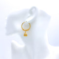 Beaded Geometric Hoop 22k Gold Earrings