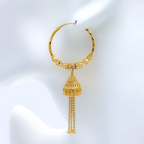 Chic Long Hanging 22k Gold Earrings