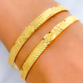 22k-gold-Elegant Engraved Floral Bangles