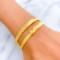 22k-gold-Elegant Engraved Floral Bangles