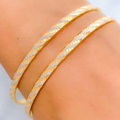 22k-gold-Alternating Diagonal Striped Bangles