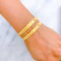 22k-gold-Plush Reflective Floral Bangles