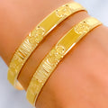 22k-gold-Plush Reflective Floral Bangles