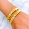 22k-gold-Plush Reflective Floral Bangles