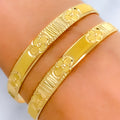 22k-gold-Plush Reflective Floral Bangles