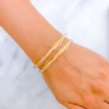 22k-gold-Flowy Rose Gold Accented Bangles