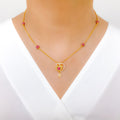 Radiant Floral Heart CZ 22k Gold Necklace