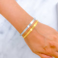 22k-gold-Contemporary Matte Finish Two Tone Bangles