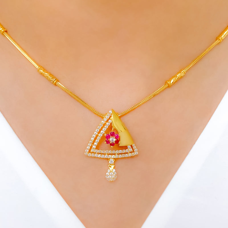 Chic CZ Pyramid Necklace