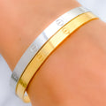 22k-gold-Contemporary Matte Finish Two Tone Bangles