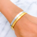 22k-gold-Contemporary Matte Finish Two Tone Bangles