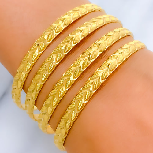 22k-gold-Luscious Textured Leaf Bangles