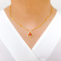 Contemporary CZ Triangles 22k Gold Necklace Set