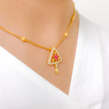 Contemporary CZ Triangles 22k Gold Necklace Set