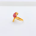 Glistening Peacock in Red CZ Ring