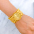 22k-gold-Traditional Tasteful Broad Coin Cuff