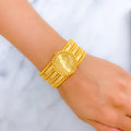 22k-gold-Impressive Spiral Striped Bead Cuff