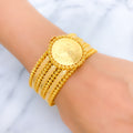 22k-gold-Impressive Spiral Striped Bead Cuff