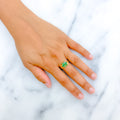 22k-gold-Dainty Delicate Emerald Flower Ring