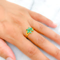 22k-gold-Dainty Delicate Emerald Flower Ring