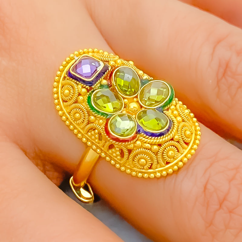 22k-gold-Iconic Bold Oval Floral Ring