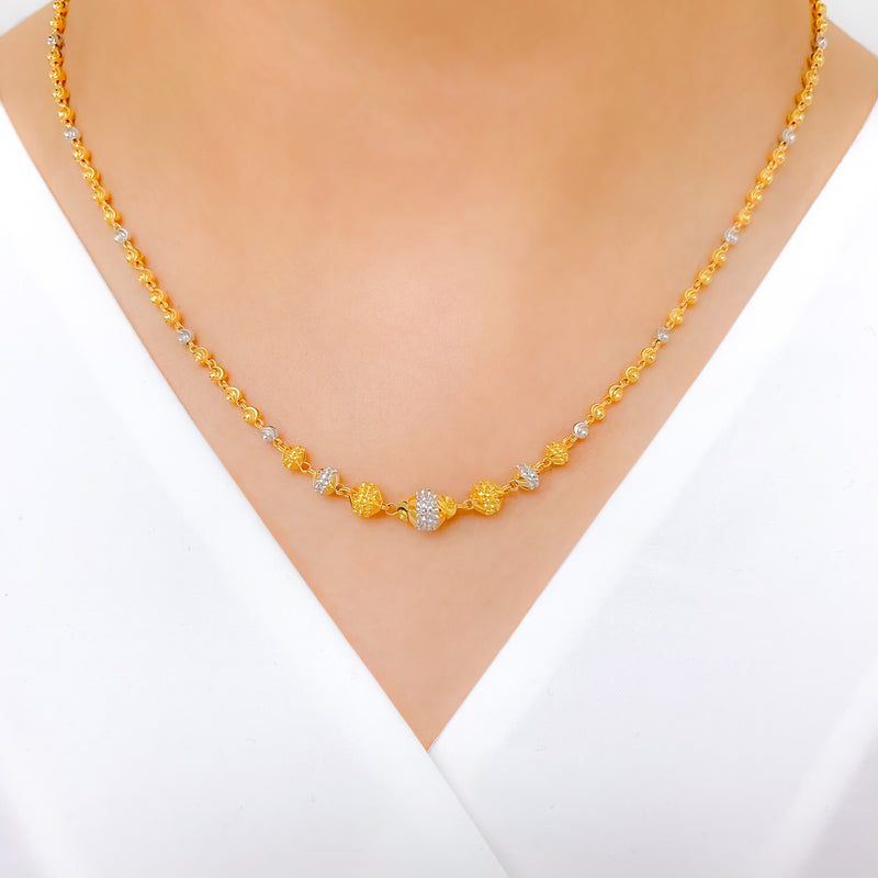 Two-Tone Beaded 22k Gold Chain