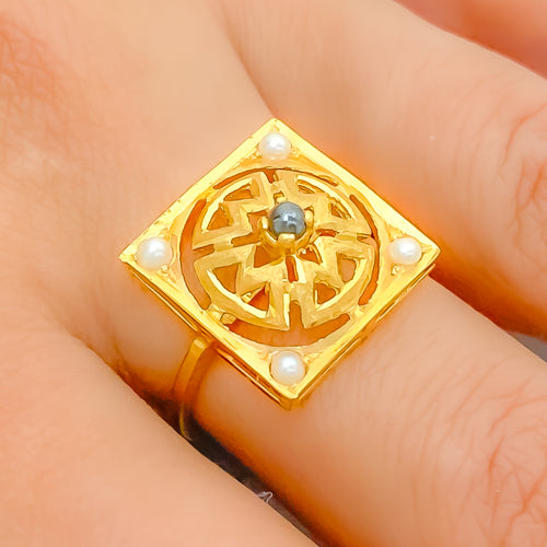 22k-gold-Unique Geometric Dome Ring