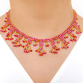 Chic Hanging Floral Ruby 22k Gold Set