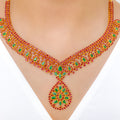 Refined Emerald Accented Necklace 22k Gold Set