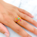 22k-gold-Exquisite Ruby Emerald Floral Ring 