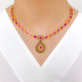 Antique Oval Ruby Necklace 22k Gold Set