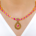 Antique Oval Ruby Necklace 22k Gold Set