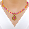 Antique Oval Ruby Necklace 22k Gold Set