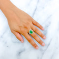 18k-gold-Extravagant Emerald & Diamond Floral Ring