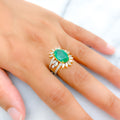 18k-gold-Extravagant Emerald & Diamond Floral Ring