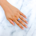 18k-gold-Iconic Striped Sapphire & Diamond Ring