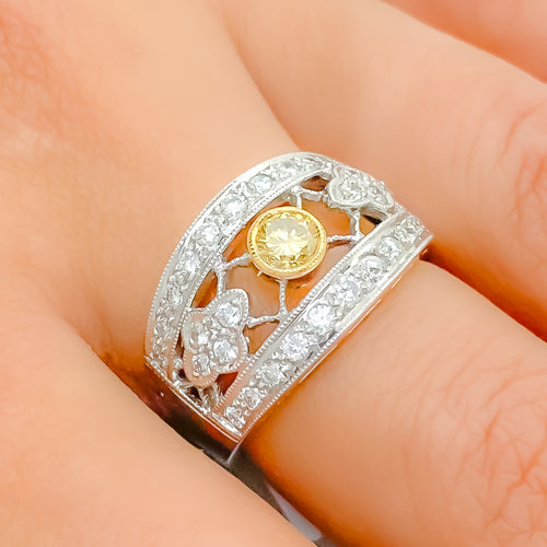 18k-gold-Versatile Vintage Yellow Diamond Ring