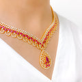 Gorgeous Ruby Leaf Necklace 22k Gold Set