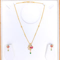 Regal Peacock Feather 22k Gold Necklace Set