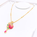 Floral CZ Peacock 22k Gold Necklace Set