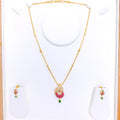 Unique Peacock Drop 22k Gold Necklace Set