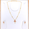 Contemporary CZ Triangles 22k Gold Necklace Set