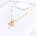 Contemporary CZ Triangles 22k Gold Necklace Set