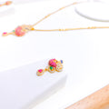 Floral CZ Peacock 22k Gold Necklace Set